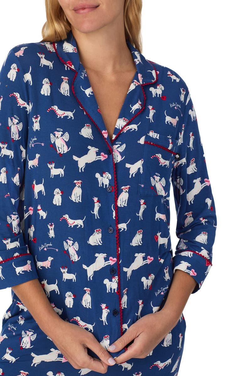 Kate Spade New York print pajamas, Alternate, color, Dark Blue/ Print