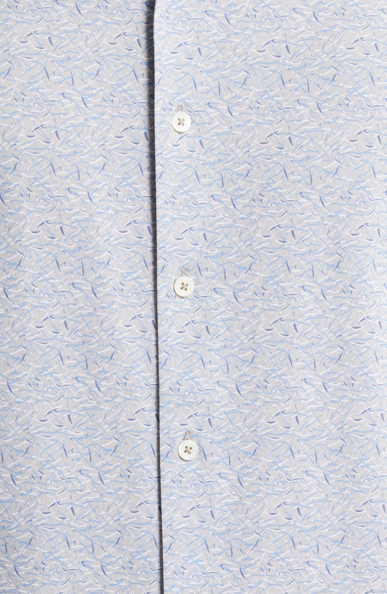 Bugatchi Miles OoohCotton<sup>®</sup> Abstract Print Short Sleeve Button-Up Shirt, Alternate, color, Sand