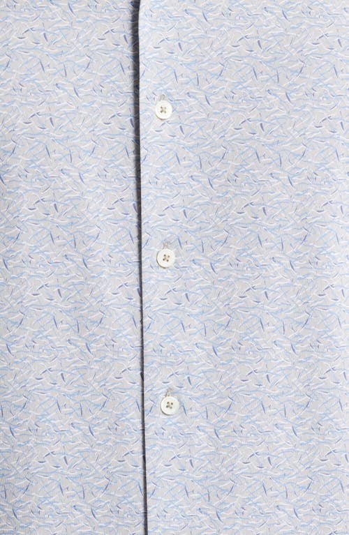 Bugatchi Miles Ooohcotton® Abstract Print Short Sleeve Button-up Shirt In Sand