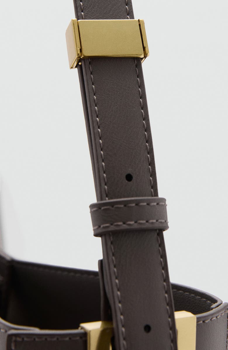 MANGO Faux Leather Shopper Bag, Alternate, color, Grey