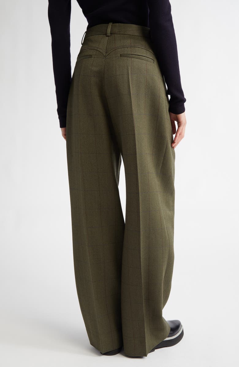 Victoria Beckham Plaid Pleated Wide Leg Trousers, Alternate, color, 