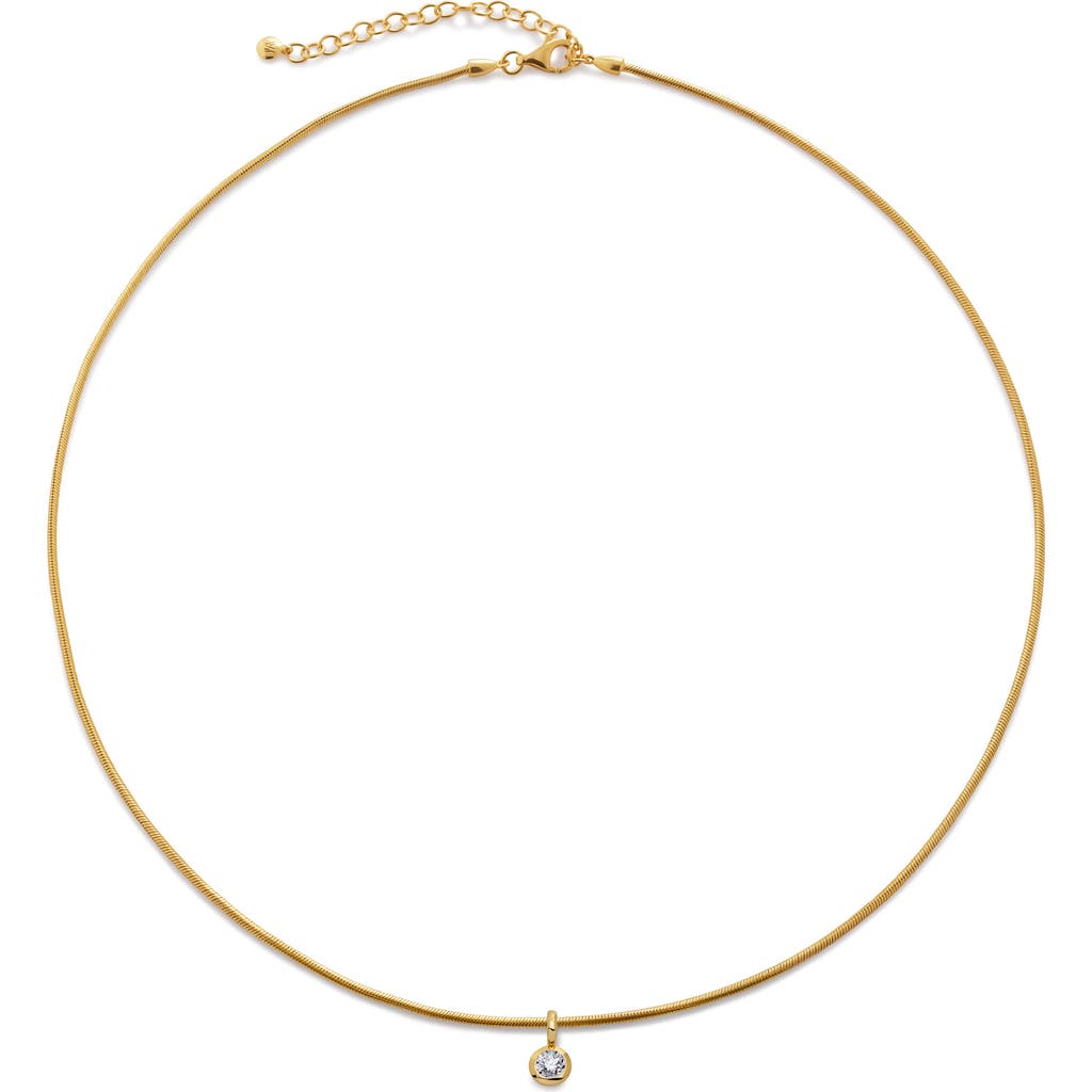 Monica Vinader Solitaire Lab Grown Diamond Pendant Snake Chain Necklace In Gold
