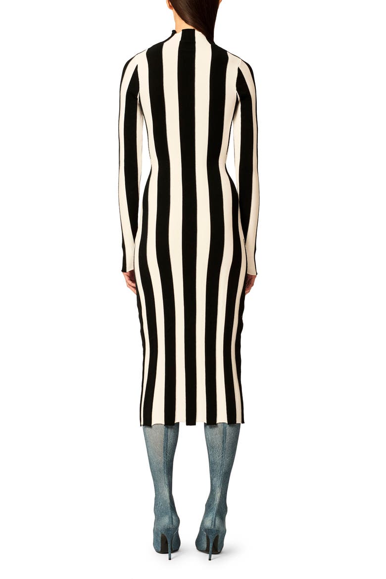 The Ridley Long Sleeve Body-Con Midi Dress, Alternate, color, BLACK/ WHITE