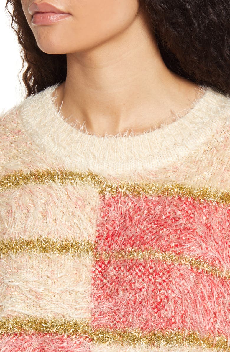 MINKPINK Odessa Metallic Eyelash Chenille Sweater, Alternate, color, 