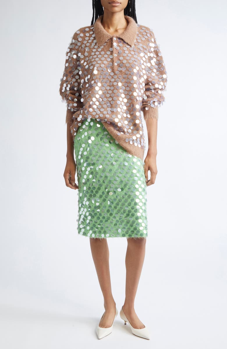 ZANKOV Adora Paillette Embellished Mohair & Alpaca Blend Cardigan, Alternate, color, Camel