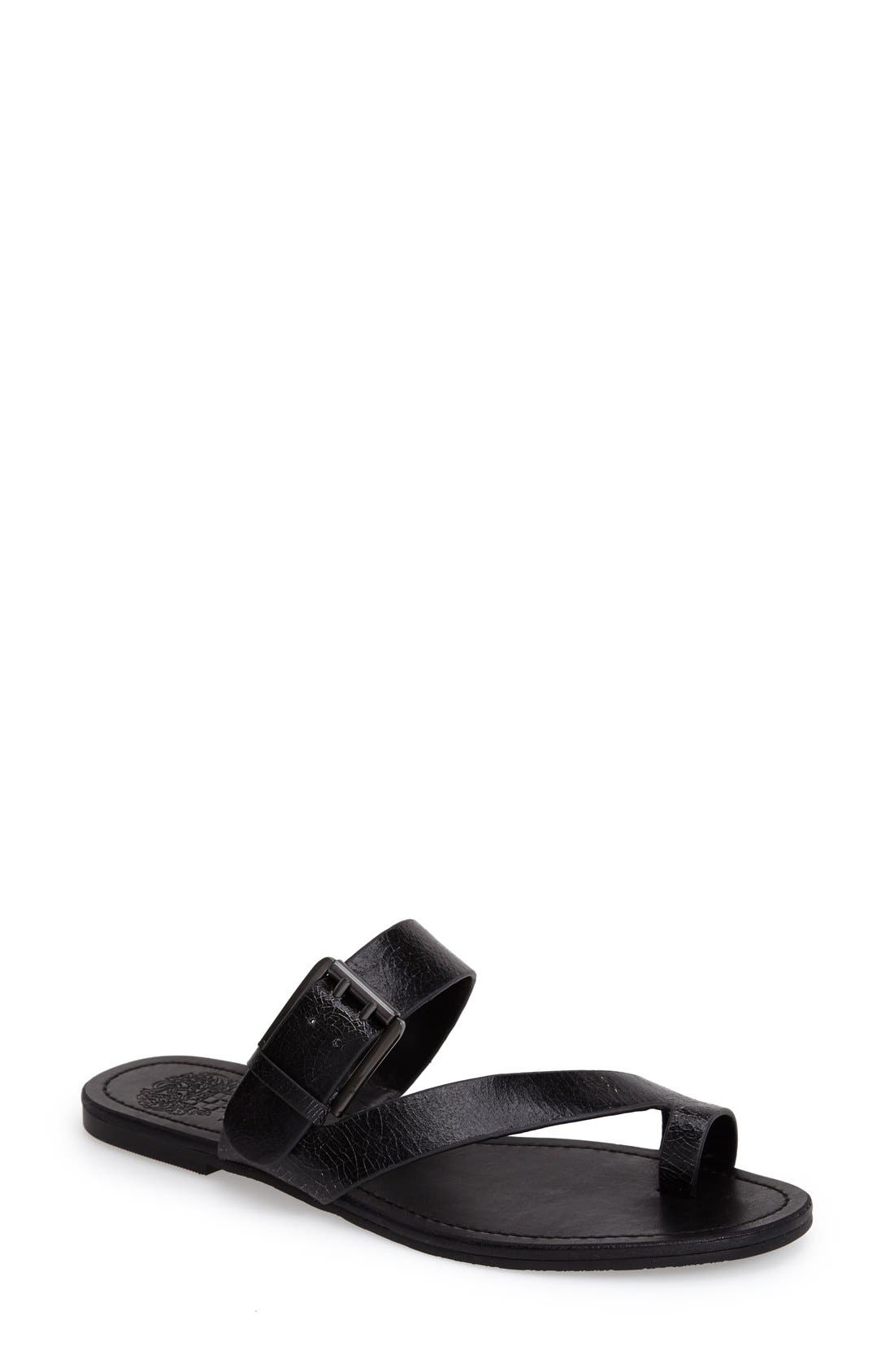 'Tranell' Asymmetrical Toe Ring Sandal, Main, color, BLACK/ WHITE
