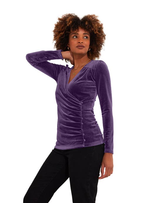 V-Neck Velvet Wrap Top (Plus)