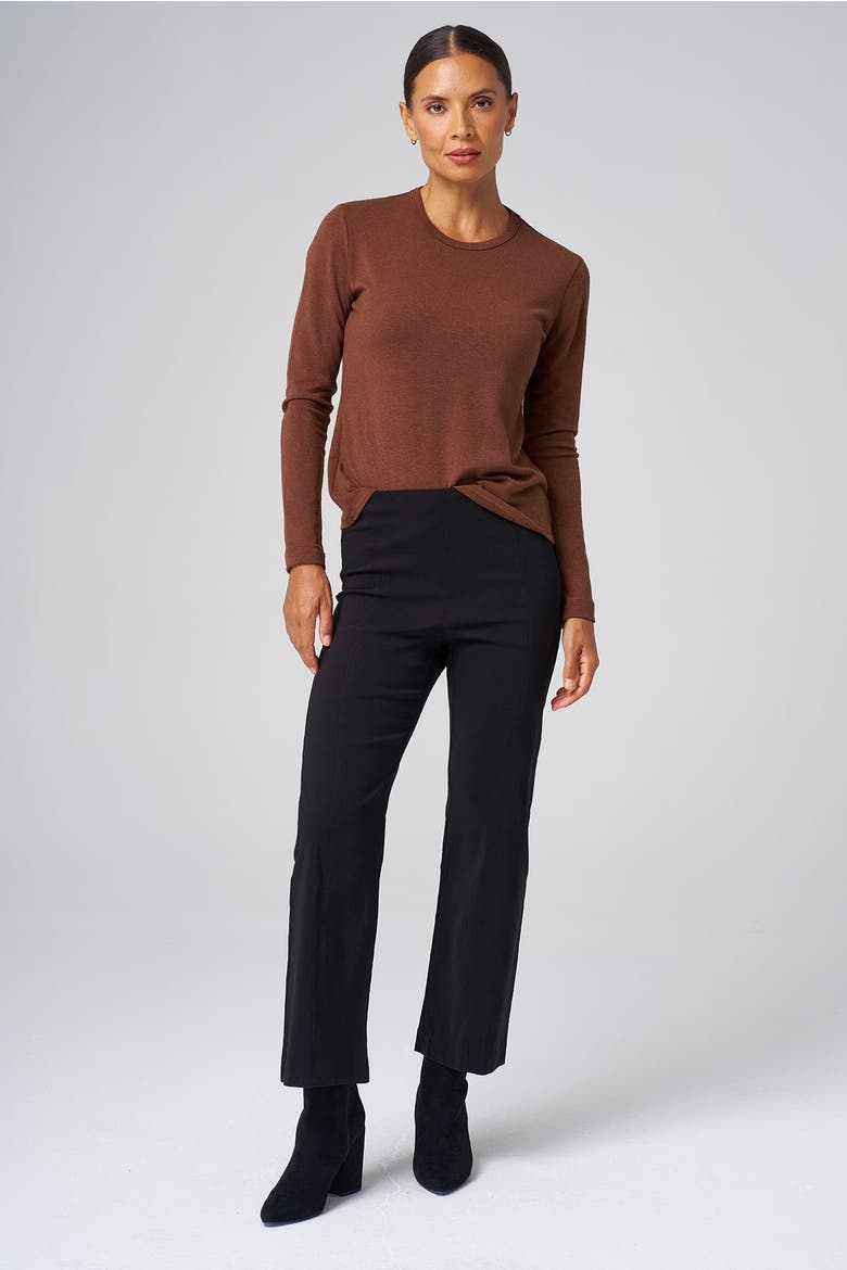 Structured Knit Long Sleeve Tee, Alternate, color, Chestnut