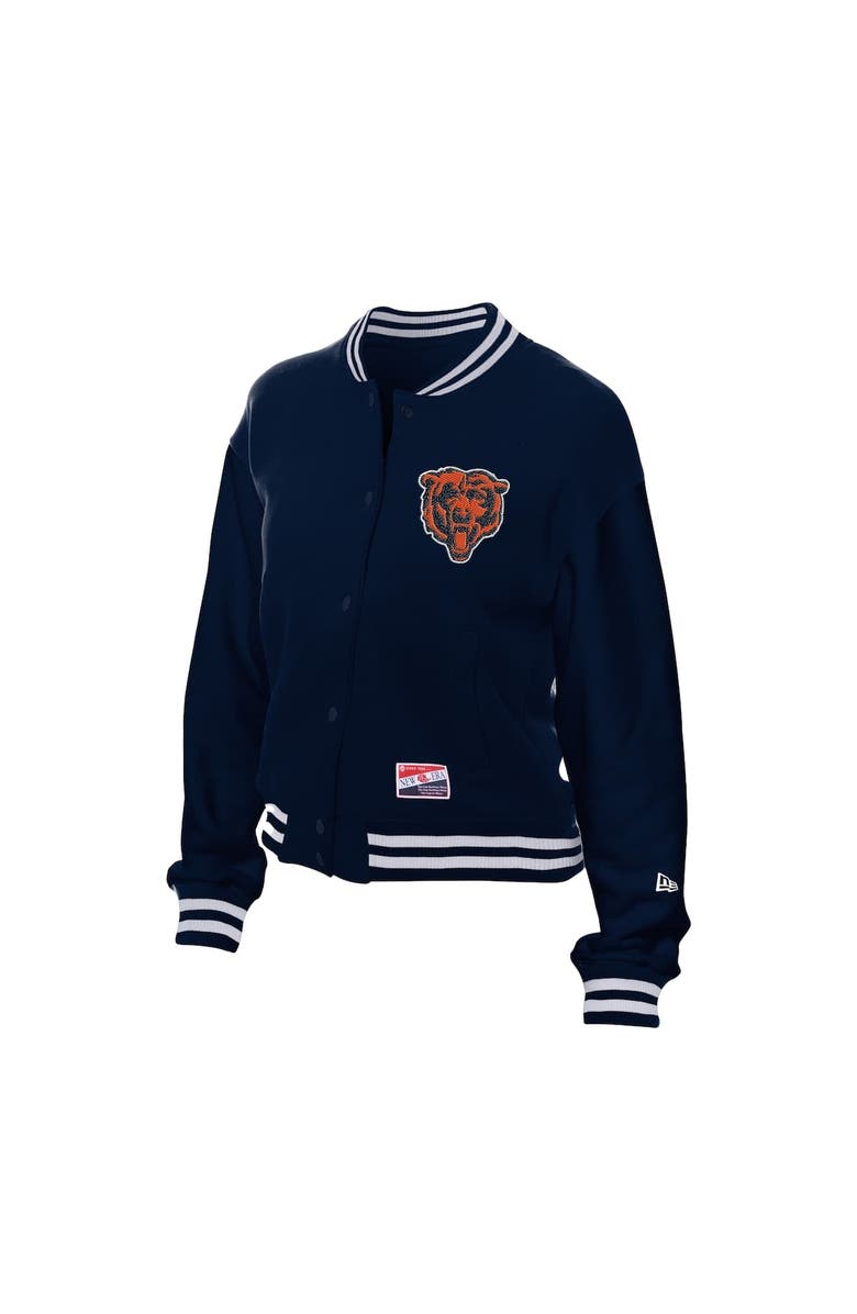 New Era Women's New Era Navy Chicago Bears Throwback Fleece Full-Snap Jacket, Alternate, color, Navy