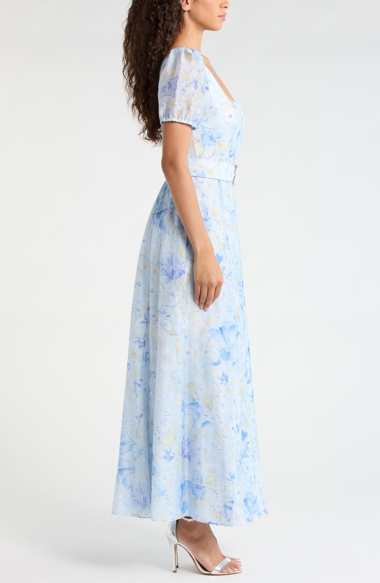 Ever New Marigold Belted Maxi Dress, Alternate, color, Blue Macy Floral