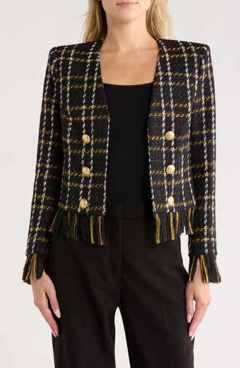 L'AGENCE Belmont Fringe Tweed Jacket