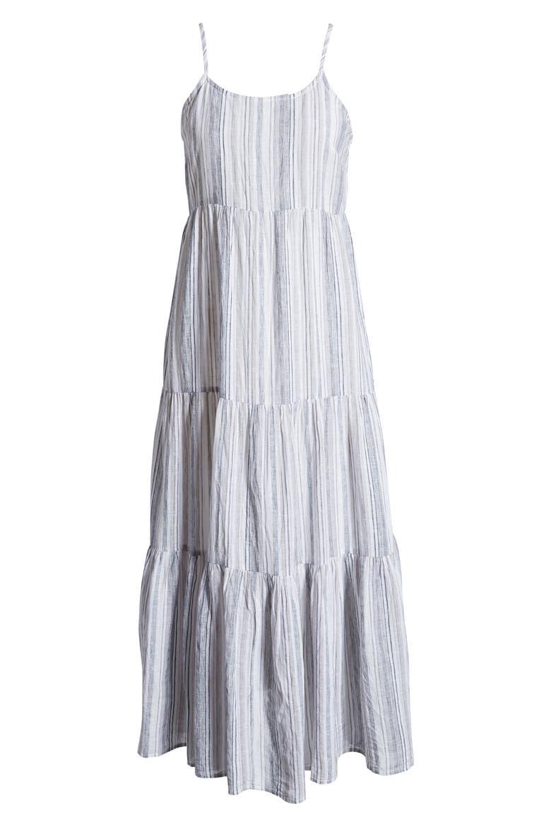 Lana Stripe Linen & Cotton Tiered Midi Sundress, Alternate, color, 50 SHADES