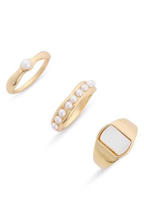 Set of 3 Imitation Pearl Rings