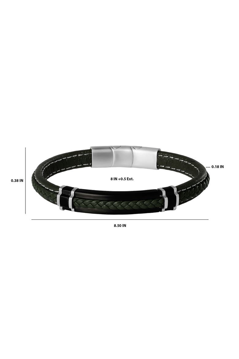 Men's Braided Bracelet, Olive Green with Black Bar, Magnetic Clasp, Alternate, color, Green