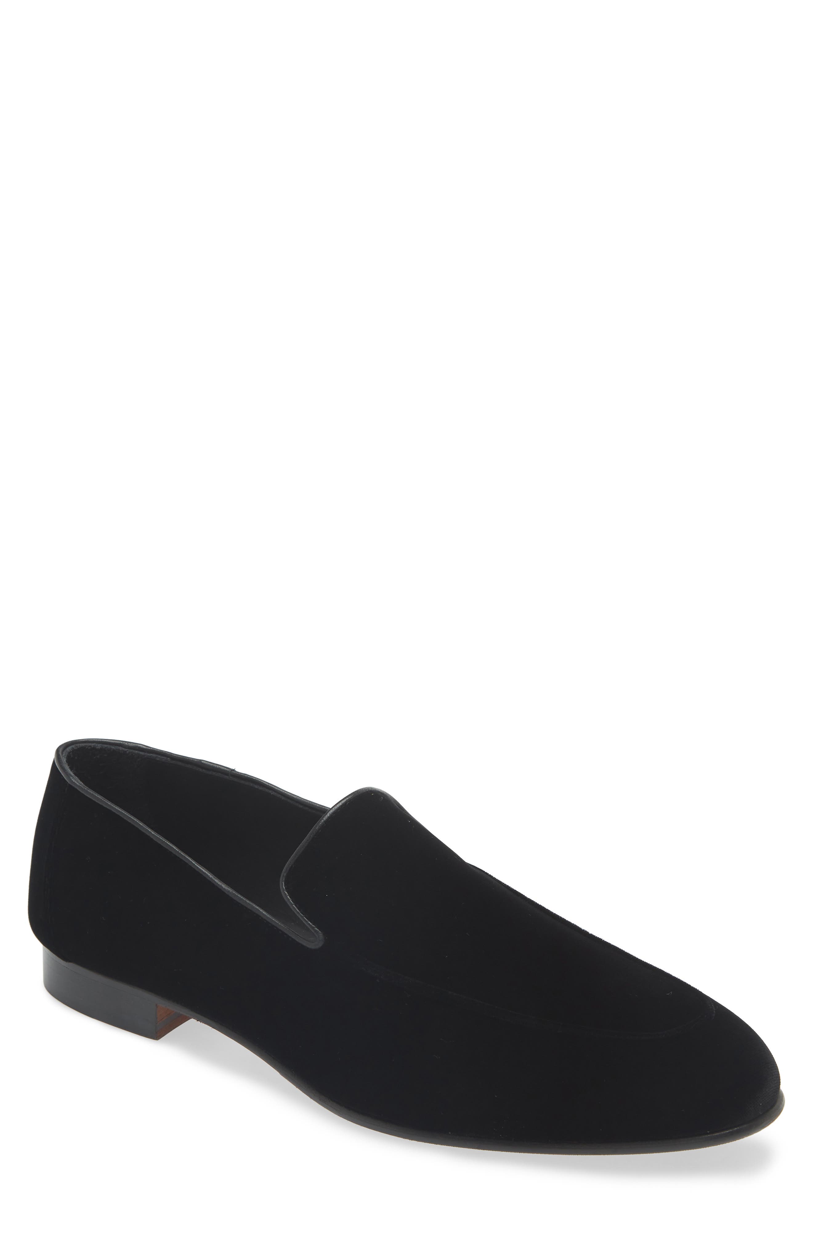 Suede Venetian Loafer, Main, color, BLACK