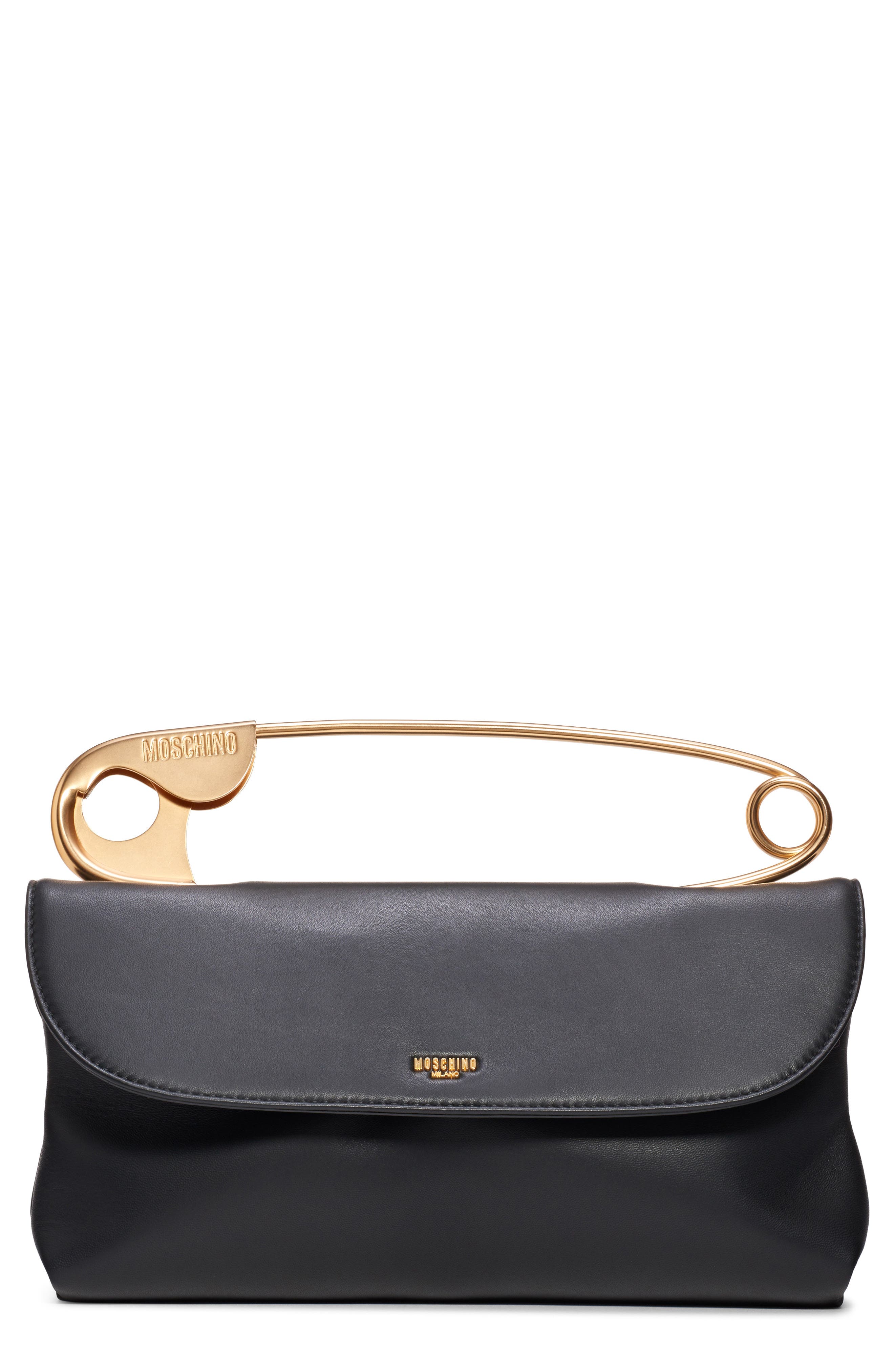 Moschino Safety Pin Top Handle Bag, Main, color, 