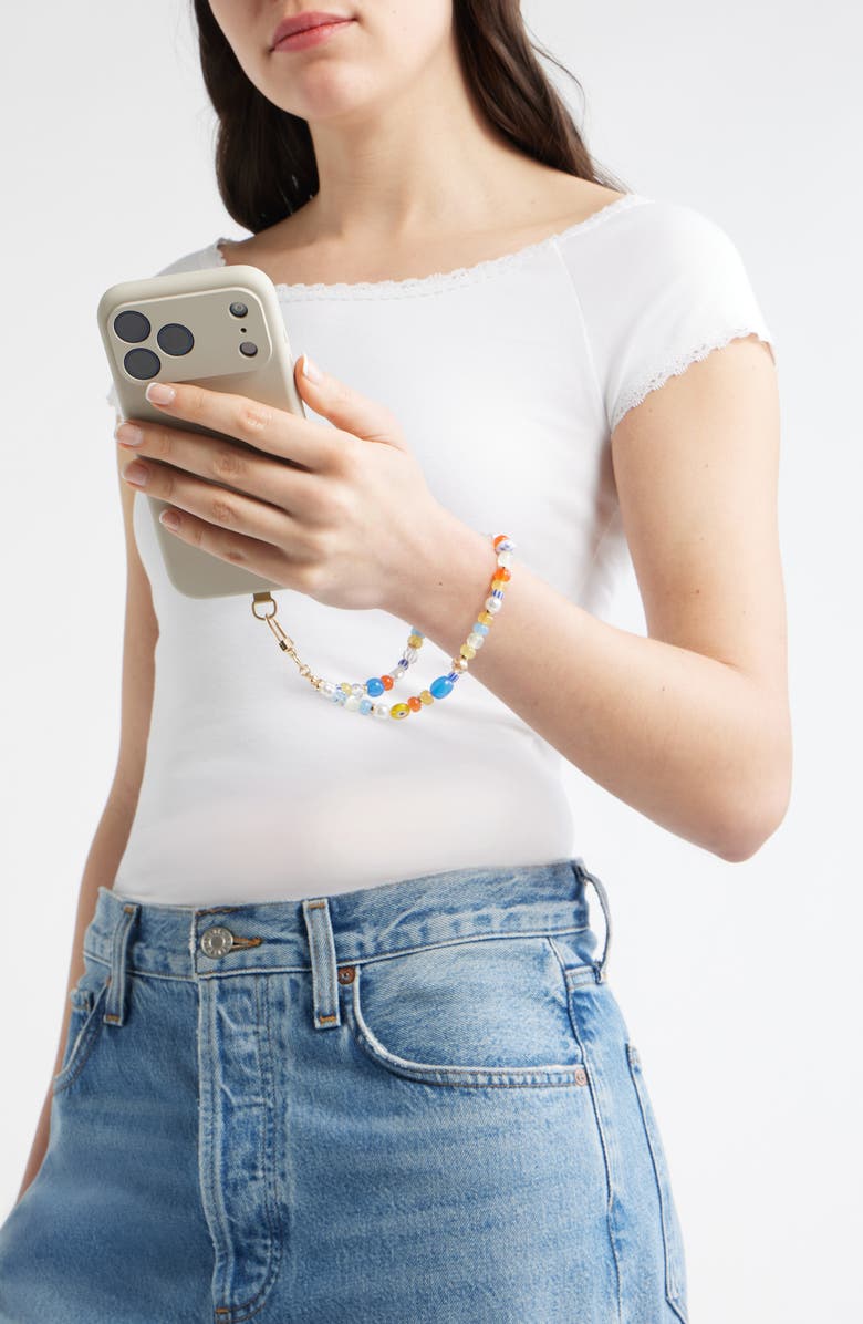 Chelsea28 Beaded Phone Strap, Alternate, color, White Multi- Gold