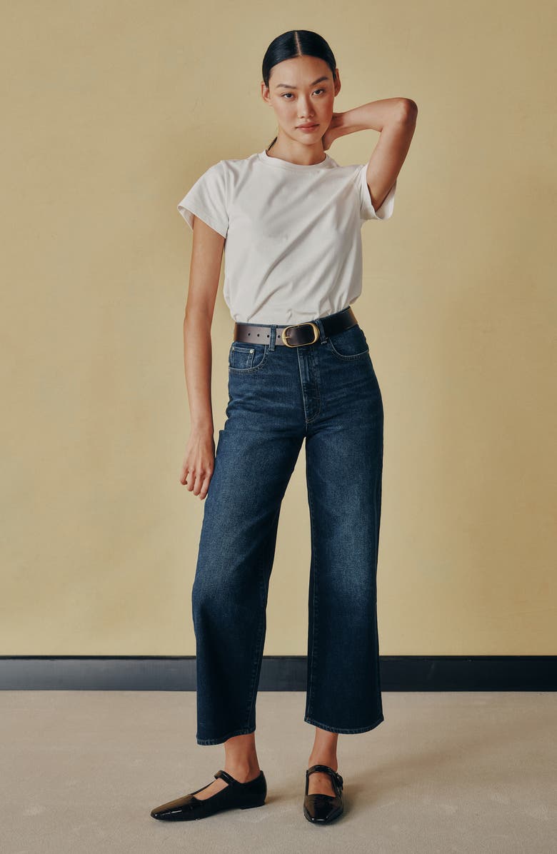 DL1961 Karmine Refined Wide Leg SculptSystem High Waist Jeans, Alternate, color, Dark Sea