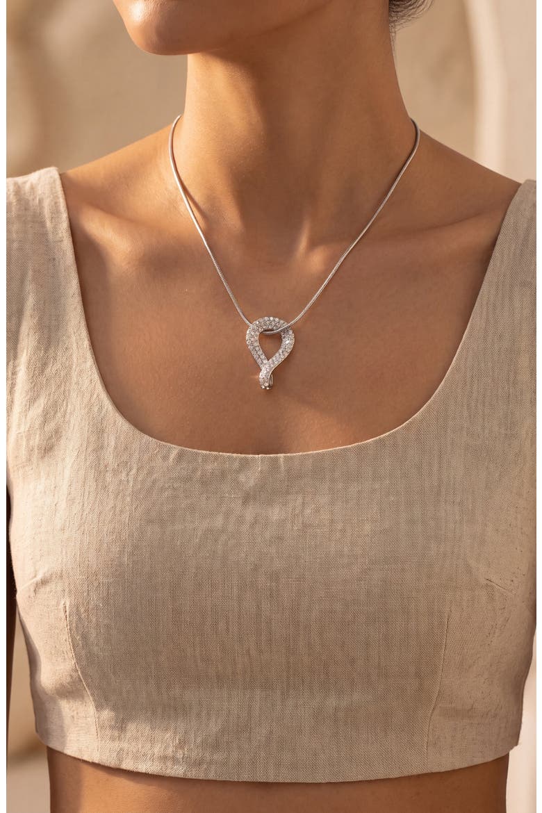 Crystal Infinity Teardrop Pendant Necklace, Alternate, color, Silver