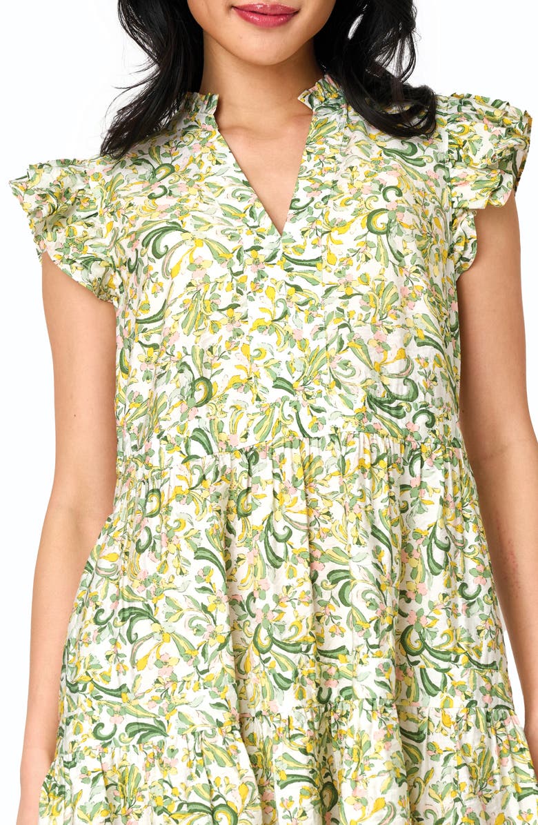 GIBSONLOOK Print Flutter Sleeve Tiered Dress, Alternate, color, Secret Garden