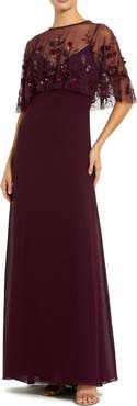 Mac Duggal Sleeveless Gown With Embellished Cape