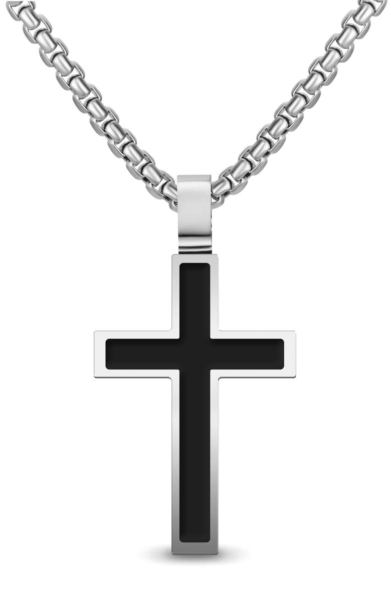 EDFORCE Men's Inlay Cross Pendant Necklace, Main, color, Silver