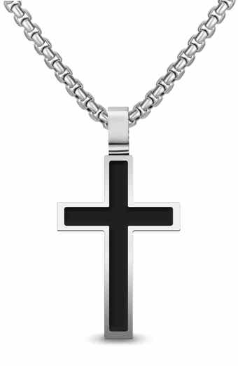 Men's Inlay Cross Pendant Necklace