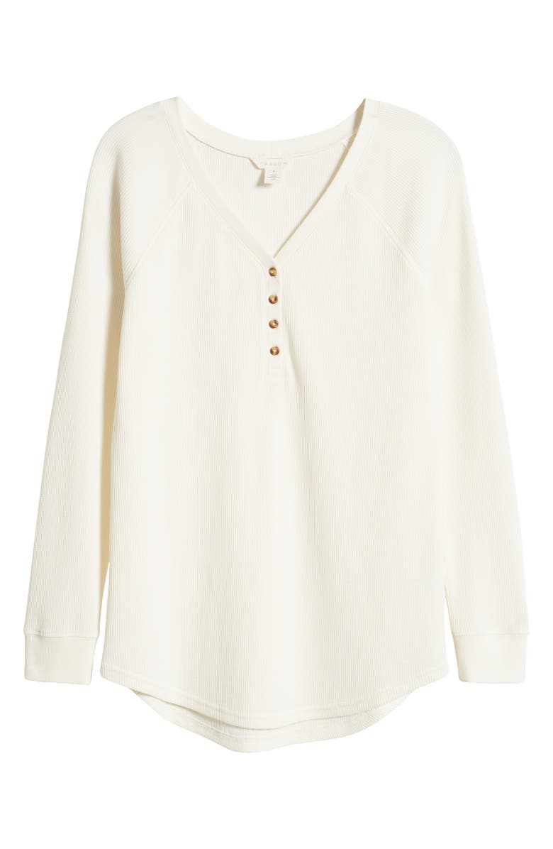 Caslon<sup>®</sup> Waffle Knit Cotton Blend Henley Top, Alternate, color, Ivory Pristine