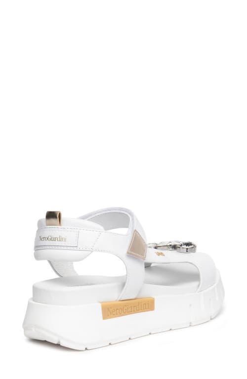 Nerogiardini Ankle Strap Platform Sandal In White