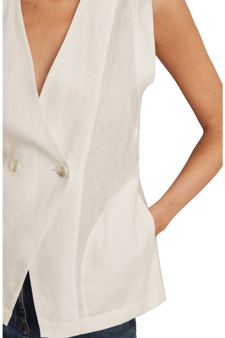 Whitney Linen Double Breasted Button-Up Vest, Alternate, color, IVORY