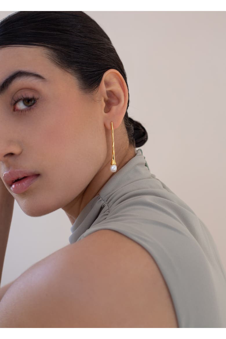 Long Bud Earrings, Alternate, color, Gold