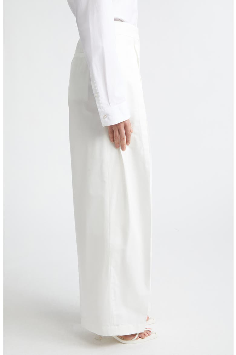 Pleated Cotton & Silk Straight Leg Pants, Alternate, color, LATTE