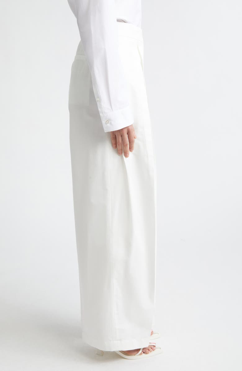 Jil Sander Pleated Cotton & Silk Straight Leg Pants, Alternate, color, Latte