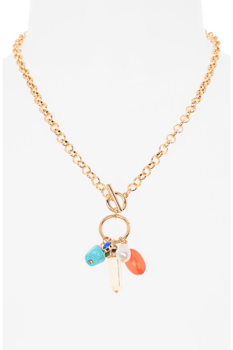 Cluster Charm Necklace, Alternate, color, BLUE MULTI- GOLD