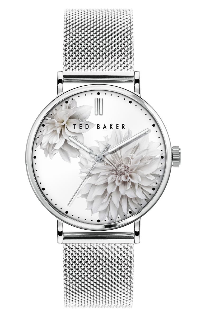 Ted Baker London Phylipa Peonia Mesh Strap Watch, 37mm, Main, color,