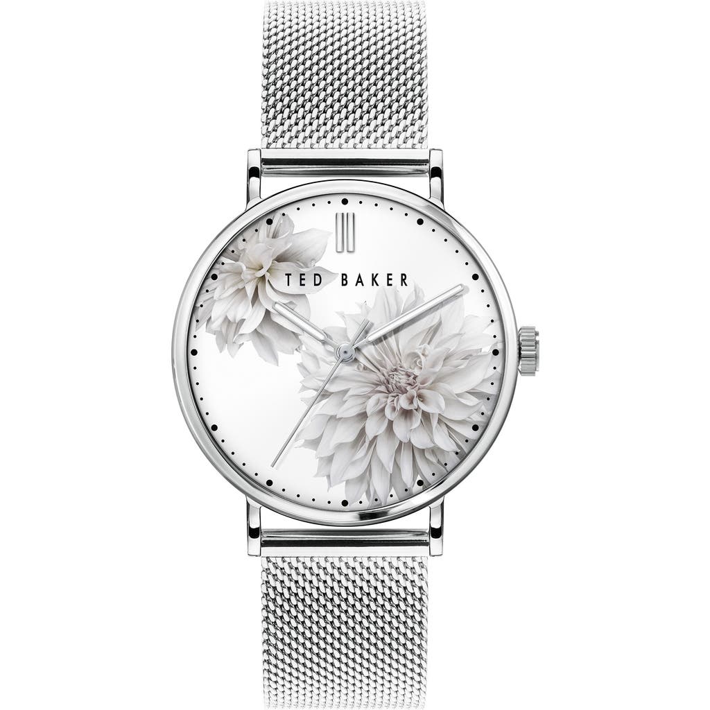 Ted Baker Phylipa Peonia Mesh Strap Watch, 37mm In Silver