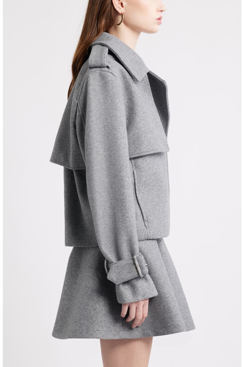 Crop Trench Coat, Alternate, color, GREY DARK HEATHER