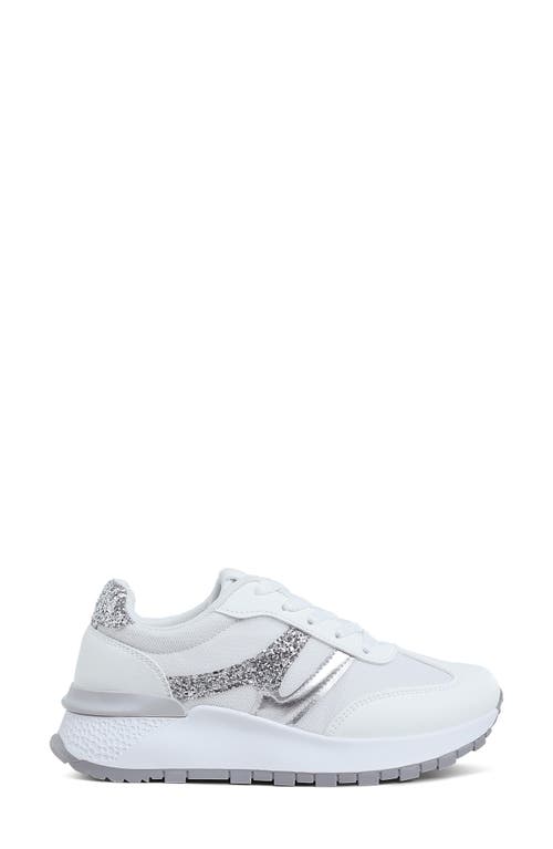 London Rag Tapers Glitter Sneaker In White Silver