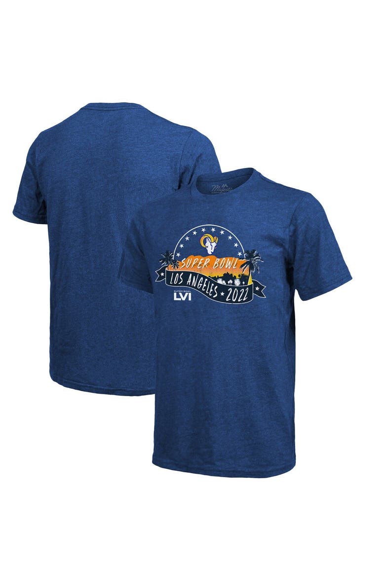 Men's Majestic Threads Royal Los Angeles Rams Super Bowl LVI Bound Hollywood T-Shirt, Main, color, Royal