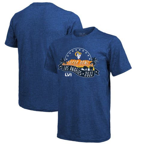Men's Majestic Threads Royal Los Angeles Rams Super Bowl LVI Bound Hollywood T-Shirt