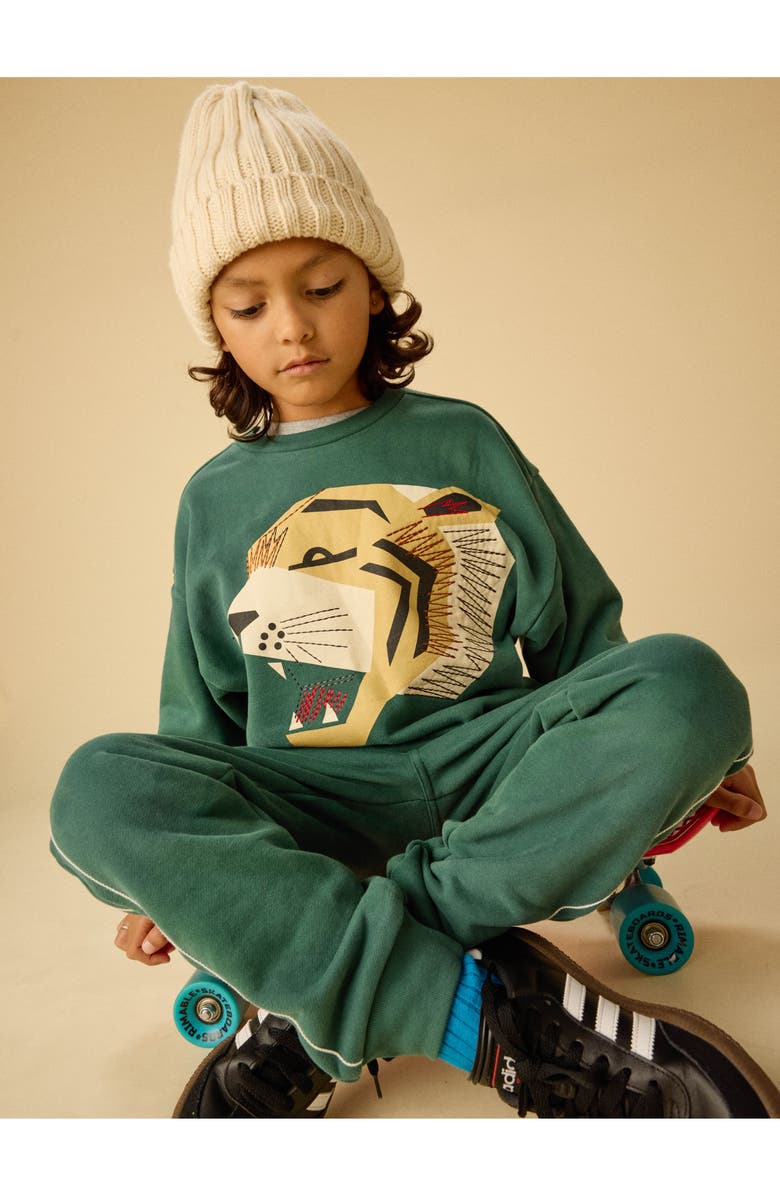 Tea Collection Embroidered Tiger Popover, Alternate, color, Jungle