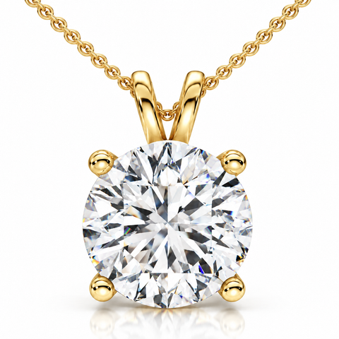 3Ct Round Solitaire Diamond Pendant 14k Gold Necklace Lab Grown 18"