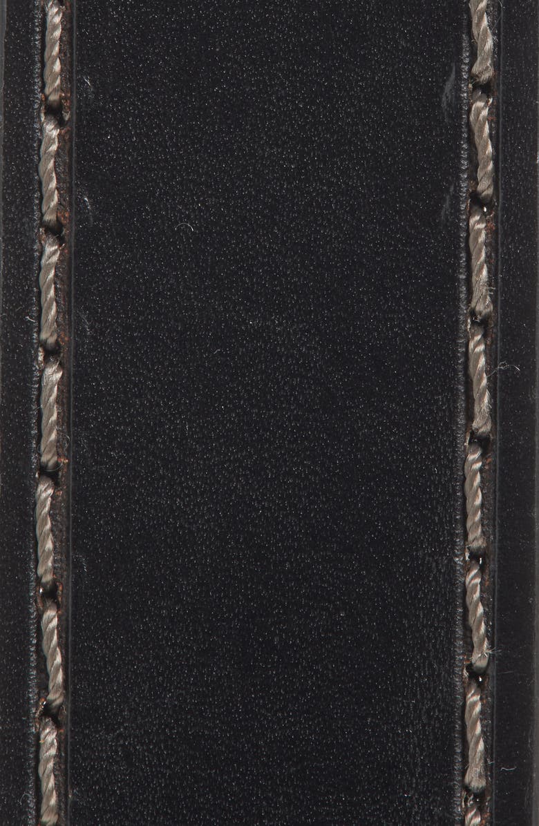 Johnston & Murphy Laser Stitch Leather Belt, Alternate, color, Black