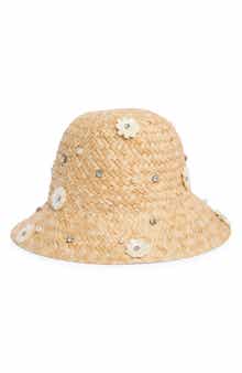 Embellished Straw Bucket Hat