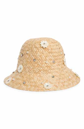 Embellished Straw Bucket Hat