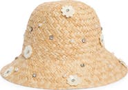 KARL LAGERFELD PARIS Embellished Straw Bucket Hat