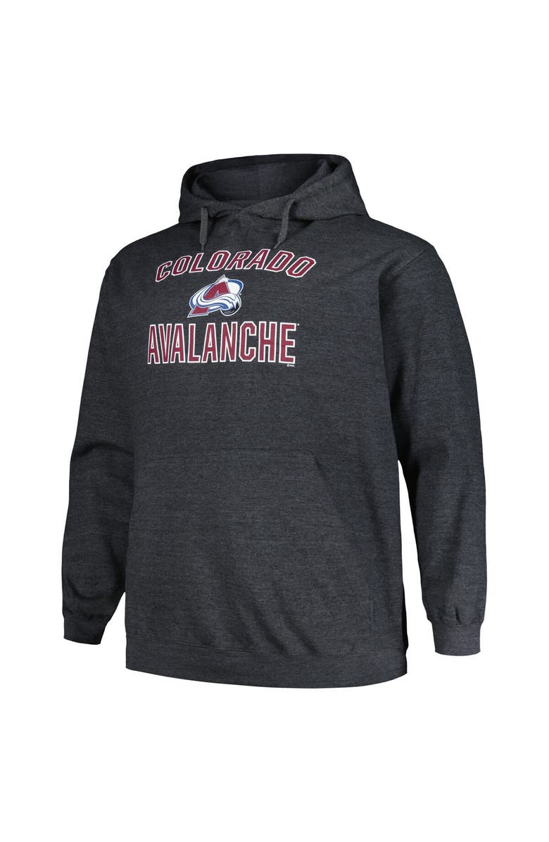 PROFILE Men's Profile Heather Charcoal Colorado Avalanche Big & Tall Arch Over Logo Pullover Hoodie, Alternate, color, Heather Charcoal