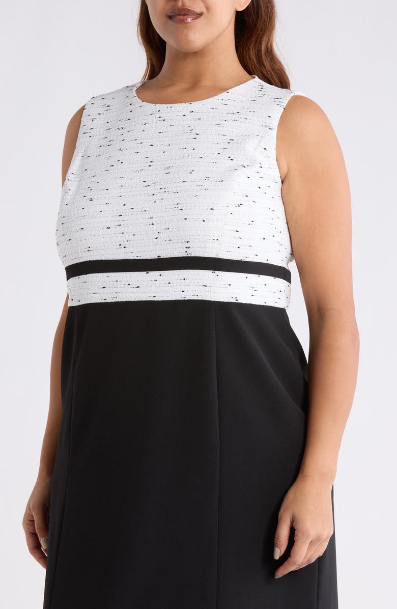 KASPER Two Tone Sleeveless Sheath Dress, Alternate, color, Lily White/ Black
