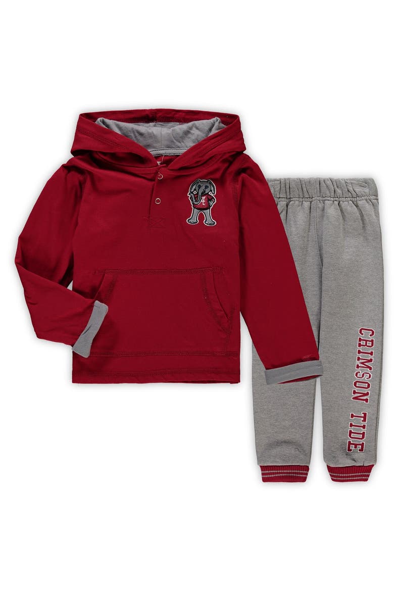 Toddler Colosseum Crimson/Heathered Gray Alabama Crimson Tide Poppies Hoodie and Sweatpants Set, Main, color, Crimson