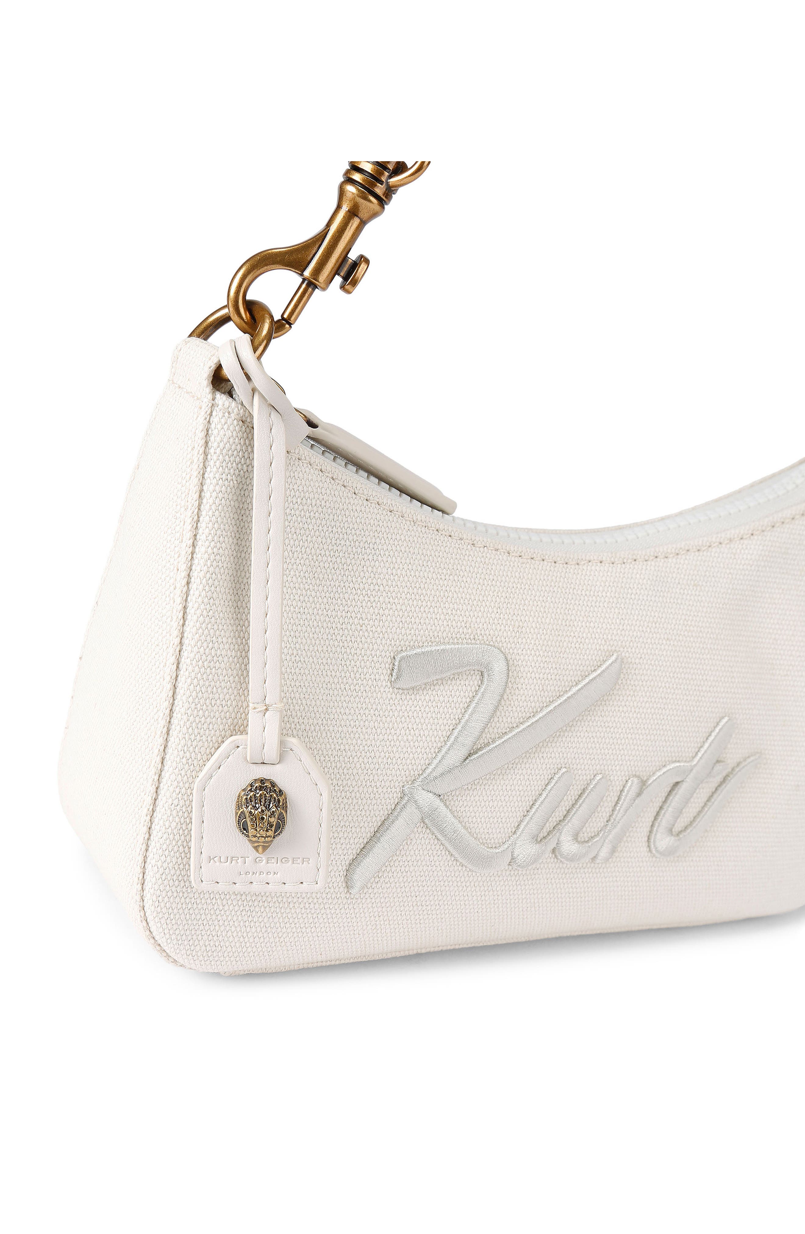 Kurt Geiger London Small Kurt Cotton Canvas Crossbody Bag, Alternate, color, White